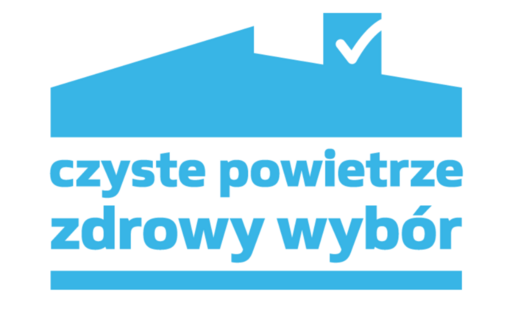 LOGO PROGRAMU CZYSTE POWIETRZ NIBIESKI DOM NA BIAŁYM TLE 